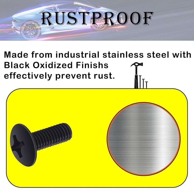 Crossarctic Black License Plate Screw Kit for Tesla Model 3, Model Y, M5-0.8 X 8 mm Pan Head Premium Stainless Steel Black Oxide for BMW 3 5 Series 1999-2007 (8 Pack) - Image 4